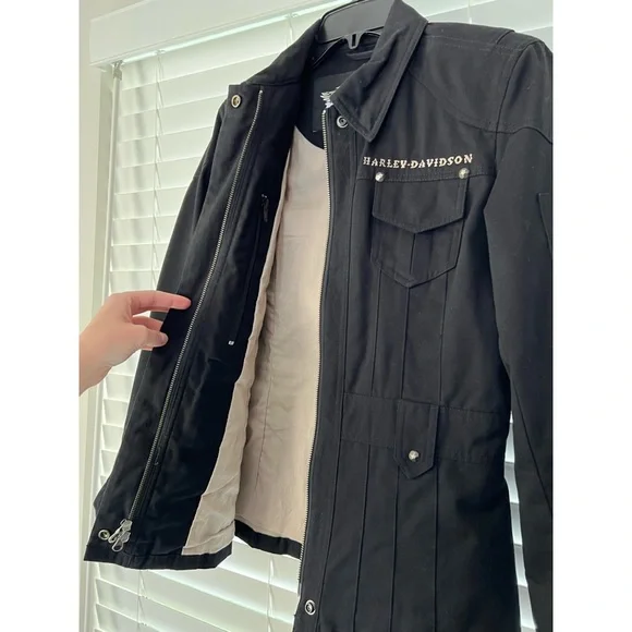 Harley Davidson Black Cotton Full Zip Utility Jacket 97443-06VW - Picture 5 of 8